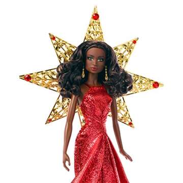 Gorgeous Barbie 2018 Holiday Doll in Stunning Metallic Gown & Star Accessory
