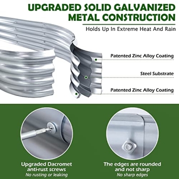 Raised Garden Bed Kit - Durable Galvanized Planter with Gloves