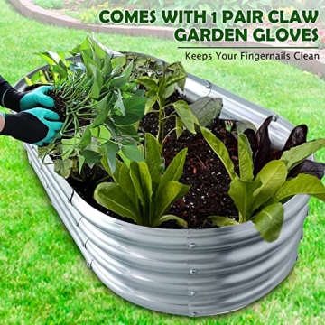 Raised Garden Bed Kit - Durable Galvanized Planter with Gloves