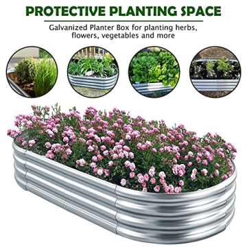 Raised Garden Bed Kit - Durable Galvanized Planter with Gloves