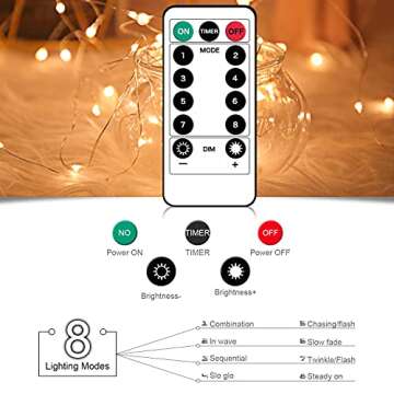 Liyade Fairy Lights Battery Operated 79FT 240 LED String Lights 8 Modes Christmas Lights Warm White, Waterproof Twinkle Lights with Remote Control for Bedroom Christmas Decoration
