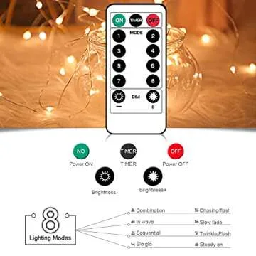 Liyade Fairy Lights Battery Operated 79FT 240 LED String Lights 8 Modes Christmas Lights Warm White, Waterproof Twinkle Lights with Remote Control for Bedroom Christmas Decoration