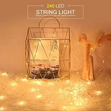 Liyade Fairy Lights Battery Operated 79FT 240 LED String Lights 8 Modes Christmas Lights Warm White, Waterproof Twinkle Lights with Remote Control for Bedroom Christmas Decoration
