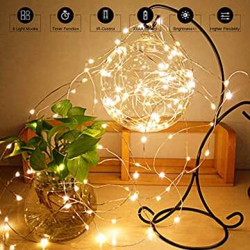 Liyade Fairy Lights Battery Operated 79FT 240 LED String Lights 8 Modes Christmas Lights Warm White, Waterproof Twinkle Lights with Remote Control for Bedroom Christmas Decoration