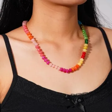 Discover LALAPPLE Colorful Beaded Gemstone Necklace