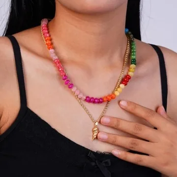 Discover LALAPPLE Colorful Beaded Gemstone Necklace