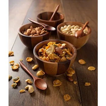 Acacia Wood Bowl Set with Spoons - Eco-Friendly Serving Bowls