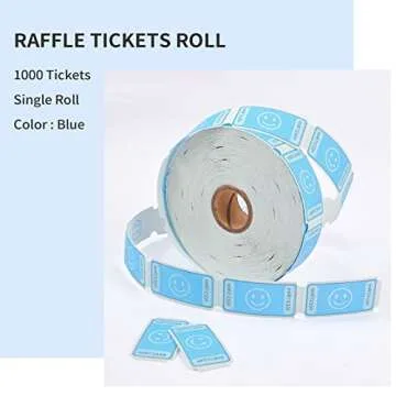 L LIKED Smile Raffle Tickets Roll,Each Tickets 1''x2'', for Events, Entry, Class Reward, Prizes,1000 Tickets Per Roll-Blue