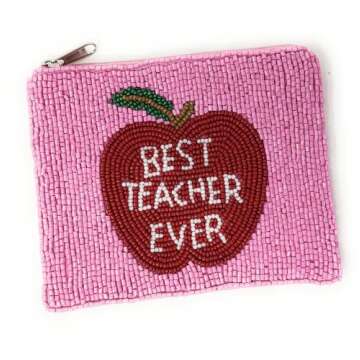 BEST TEACHER EVER Beaded Pouch – Unique Teacher Gift
