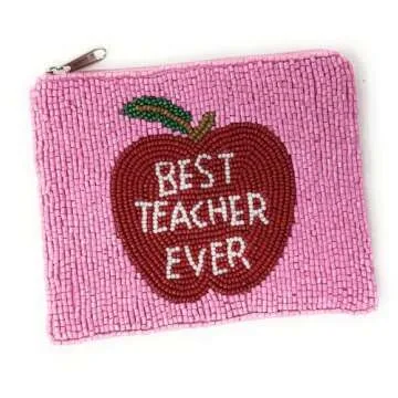 BEST TEACHER EVER Beaded Pouch – Unique Teacher Gift