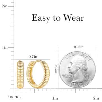 TONYAUTOPARTS Gold Hoops Earrings 14K Gold Hoop Earrings for Women Hypoallergenic Thick Hoop Earring...