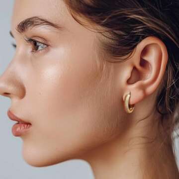 TONYAUTOPARTS Gold Hoops Earrings 14K Gold Hoop Earrings for Women Hypoallergenic Thick Hoop Earring for Womens Earring Minimalist Classic and Timeless 18MM