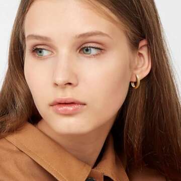 TONYAUTOPARTS Gold Hoops Earrings 14K Gold Hoop Earrings for Women Hypoallergenic Thick Hoop Earring for Womens Earring Minimalist Classic and Timeless 18MM