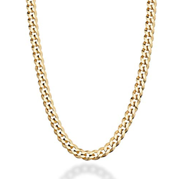 Miabella Solid 18K Gold Over 925 Sterling Silver Italian 5mm Diamond-Cut Cuban Link Curb Chain Neckl...