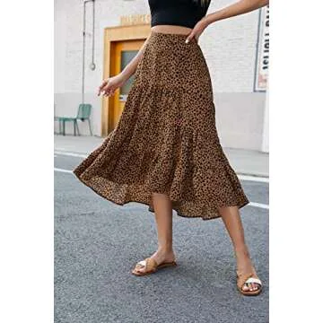 SimpleFun Womens Skirts Dressy Casual Elastic High Wasit Summer Leopard Print Long Skirt (Floral5,XL...