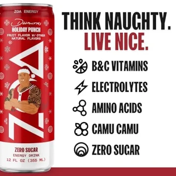 ZOA Zero Sugar Energy Drinks - Holiday Punch 12-Pack