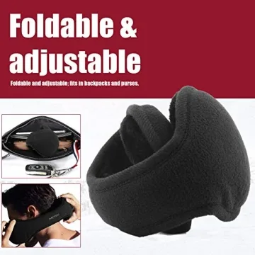 Ear Warmer By Metog Gift Box Ear muffs Foldable Polar Fleece Earmuffs Black,One Size