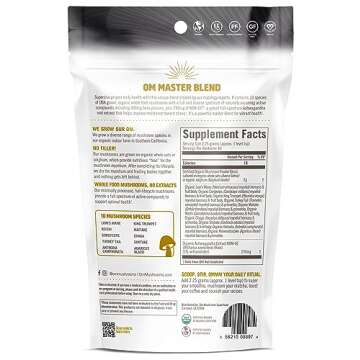 OM Mushroom Superfood Master Blend, Organic 10 Mushroom Complex & Adaptogens Powder, Reishi & Lions Mane, 3.17 oz, 40 Servings