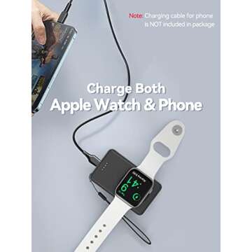 LVFAN Portable Charger for Apple Watch, 4000mAh iWatch Charger Power Bank Wireless Battery Pack Magnetic Travel Smartwatch Charger for Apple Watch Series 10 9 8 7 6 5 4 3 2 1 SE Ultra 2 Ultra (Black)