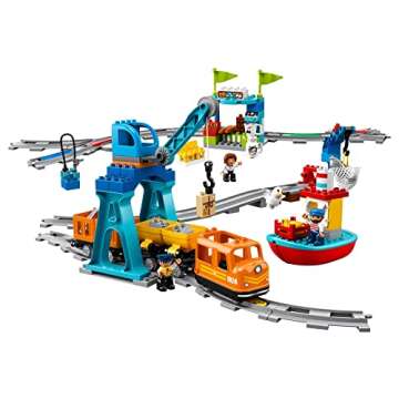 LEGO DUPLO Town Cargo Train Set - Push & Go Motor Train Toy for Toddlers - Preschool Learning Toy fo...