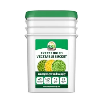 Freeze Dried Vegetable Bucket | 12 Pouches Premium Emergency Food Supply | Survival Food 25 Year She...