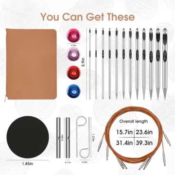 Tunisian Crochet Hooks Set with Cable 6-Inch Aluminum Interchangeable Crochet Hooks Set 3mm-10mm Long Crochet Hooks 26Pic (Umber)