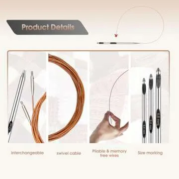 Tunisian Crochet Hooks Set with Cable 6-Inch Aluminum Interchangeable Crochet Hooks Set 3mm-10mm Long Crochet Hooks 26Pic (Umber)