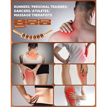 ONUEMP Wood Therapy Massage Tools, Wooden Bend Waist Thigh Massager & Muscle Roller Stick, Maderoter...