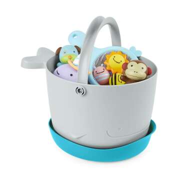 Skip Hop Moby Stowaway Bucket - Stylish Bath Toy Storage in Grey