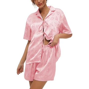 Elegant CHYRII Silk Satin Pajamas Gift Set in Heart Print