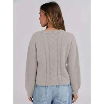 Cozy ANRABESS Fuzzy Knit Cardigan Sweater for Women