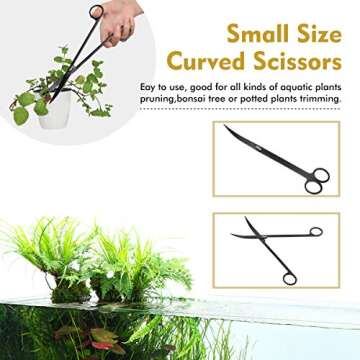 hygger Long Stainless Steel Premium Aquarium Tools, 4 PCS Aquatic Plant Tweezers Scissors Spatula Kits Comes with 1 Cleaning Cloth, for Fish Tank Starters