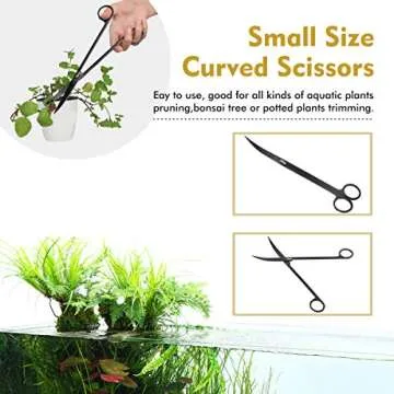 hygger Long Stainless Steel Premium Aquarium Tools, 4 PCS Aquatic Plant Tweezers Scissors Spatula Kits Comes with 1 Cleaning Cloth, for Fish Tank Starters