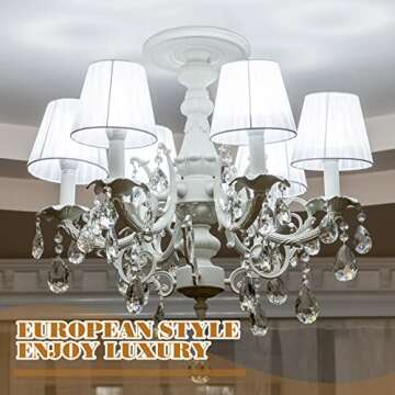 Liliful 2 Pieces PU Ceiling Medallion for Light Fixtures White Ceiling Light Decorative Fan Medallion Lighting Ceiling Ring Covers 13"OD x 3.5"ID Molded Round Ceiling Medallions for Chandeliers Home