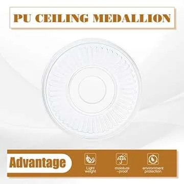 Liliful 2 Pieces PU Ceiling Medallion for Light Fixtures White Ceiling Light Decorative Fan Medallion Lighting Ceiling Ring Covers 13"OD x 3.5"ID Molded Round Ceiling Medallions for Chandeliers Home