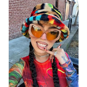 TYA Oversized Sunglasses for Women Fashion Oval Futuristic Chunky Sunglasses Cat-Eye Rectangular Shades Glasses Eyeglasses Orange