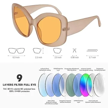 TYA Oversized Sunglasses for Women Fashion Oval Futuristic Chunky Sunglasses Cat-Eye Rectangular Shades Glasses Eyeglasses Orange