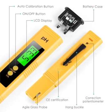 Digital PH Meter for Water - 0.01 High Accuracy Tester for Hydroponics, Pools, and Aquariums
