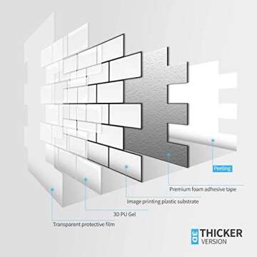 Art3d Subway Tiles Peel and Stick Backsplash, 12inch x 12inch Stick on Tiles Kitchen Backsplash (10 Tiles, Thicker Version)