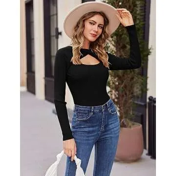 Zeagoo Women's Sweaters 2024 Fashion Knit Long Sleeve Lightweight Crew Neck Pullover Tops Black