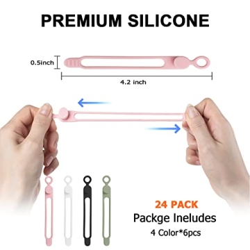 Silicone Cable Straps - 24Pcs Reusable Cord Organizer