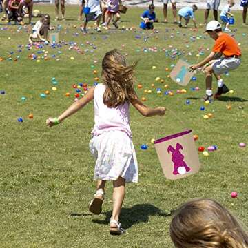 2PCS Bunny Bags Jute for Kids, Burlap Rabbit Fluffy Tail Canvas Tote Baskets for Girls to Carry Cand...