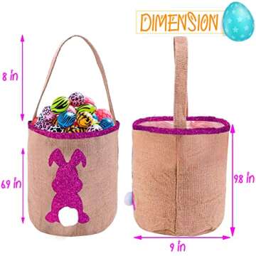 2PCS Bunny Bags for Kids - Perfect Easter Tote Baskets with Fluffy Tails