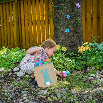 2PCS Bunny Bags for Kids - Perfect Easter Tote Baskets with Fluffy Tails