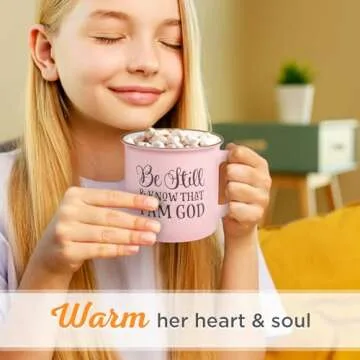 Inspirational Pink Camp Style Coffee Mug - Psalm 46:10