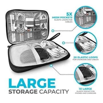 ToolBay Electronics Charger Organizer - Travel Cable Case for Cords, Chargers, and Tech Accessories