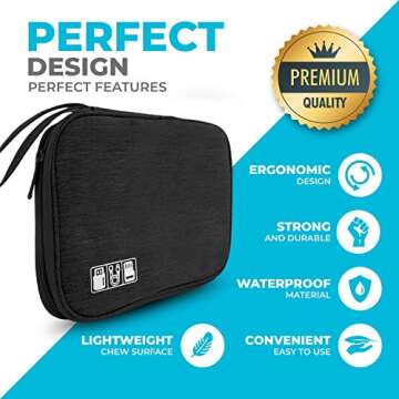 ToolBay Electronics Charger Organizer - Travel Cable Case for Cords, Chargers, and Tech Accessories