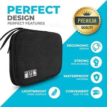 ToolBay Electronics Charger Organizer - Travel Cable Case for Cords, Chargers, and Tech Accessories