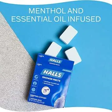 Halls Soothing Shower Melts 5 Pack - Mentho-lyptus Scented Aromatherapy with Essential Oils