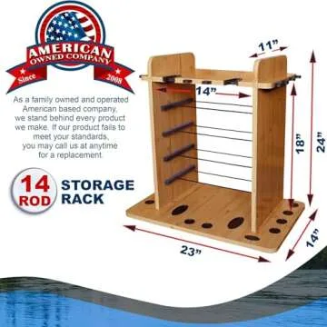 Rush Creek Creations 14 Fishing Rod Rack - Durable Fishing Pole Holder with Storage Capacity